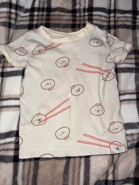 Old Navy Cream Kids Pajama Top with Brown and Pink Dumpling Print